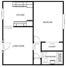 1-Bedroom, 1-Bathroom floor plan